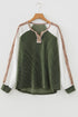 Twisted Neck Ribbed Leopard Print Lace Patchwork Top
