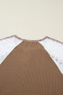 Twisted Neck Ribbed Leopard Print Lace Patchwork Top