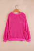 Twisted Rib Knit Asymmetrical Hem Drop Shoulder Pullover Top