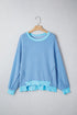 Twisted Rib Knit Asymmetrical Hem Drop Shoulder Pullover Top