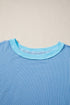 Twisted Rib Knit Asymmetrical Hem Drop Shoulder Pullover Top