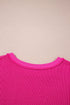 Twisted Rib Knit Asymmetrical Hem Drop Shoulder Pullover Top