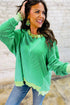Twisted Rib Knit Asymmetrical Hem Drop Shoulder Pullover Top