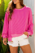 Twisted Rib Knit Asymmetrical Hem Drop Shoulder Pullover Top