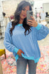 Twisted Rib Knit Asymmetrical Hem Drop Shoulder Pullover Top