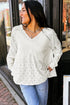 Twisted Rib Patchwork V Neck Long Sleeve Casual Top