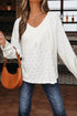 Twisted Rib Patchwork V Neck Long Sleeve Casual Top