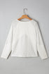Twisted Rib Patchwork V Neck Long Sleeve Casual Top