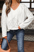 Twisted Rib Patchwork V Neck Long Sleeve Casual Top