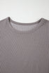 Twisted Rib Wide Sleeve Relaxed Crew Neck Top