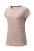 Twisted Rib Wide Sleeve Relaxed Crew Neck Top