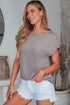 Twisted Rib Wide Sleeve Relaxed Crew Neck Top