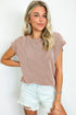 Twisted Rib Wide Sleeve Relaxed Crew Neck Top