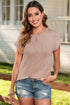 Twisted Rib Wide Sleeve Relaxed Crew Neck Top