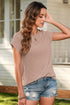 Twisted Rib Wide Sleeve Relaxed Crew Neck Top