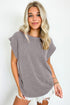 Twisted Rib Wide Sleeve Relaxed Crew Neck Top