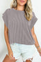 Twisted Rib Wide Sleeve Relaxed Crew Neck Top