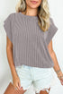 Twisted Rib Wide Sleeve Relaxed Crew Neck Top
