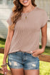Twisted Rib Wide Sleeve Relaxed Crew Neck Top