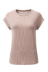 Twisted Rib Wide Sleeve Relaxed Crew Neck Top