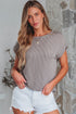 Twisted Rib Wide Sleeve Relaxed Crew Neck Top
