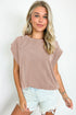 Twisted Rib Wide Sleeve Relaxed Crew Neck Top
