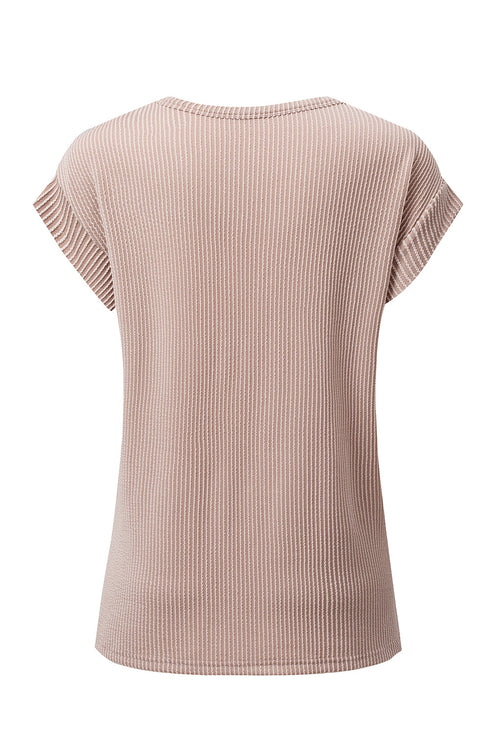 Twisted Rib Wide Sleeve Relaxed Crew Neck Top