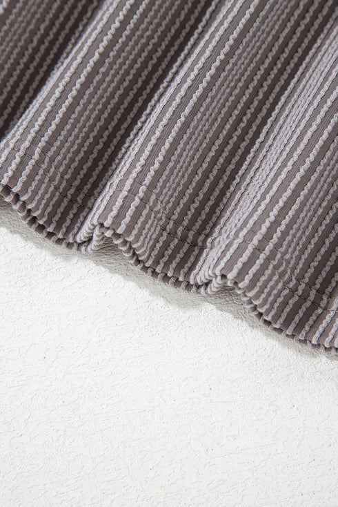 Twisted Rib Wide Sleeve Relaxed Crew Neck Top