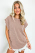 Twisted Rib Wide Sleeve Relaxed Crew Neck Top