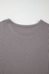 Twisted Rib Wide Sleeve Relaxed Crew Neck Top