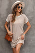 Twisted Ribbed Contrast Trim Shift T Shirt Dress