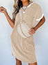 Twisted Ribbed Contrast Trim Shift T Shirt Dress