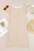 Twisted Ribbed Contrast Trim Shift T Shirt Dress