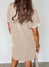 Twisted Ribbed Contrast Trim Shift T Shirt Dress