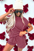 Twisted Ribbed Loose Tee Drawstring Short Set