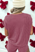 Twisted Ribbed Loose Tee Drawstring Short Set