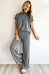 Twisted Ribbed Mock Neck Wide Leg Pant Set