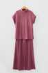 Twisted Ribbed Mock Neck Wide Leg Pant Set