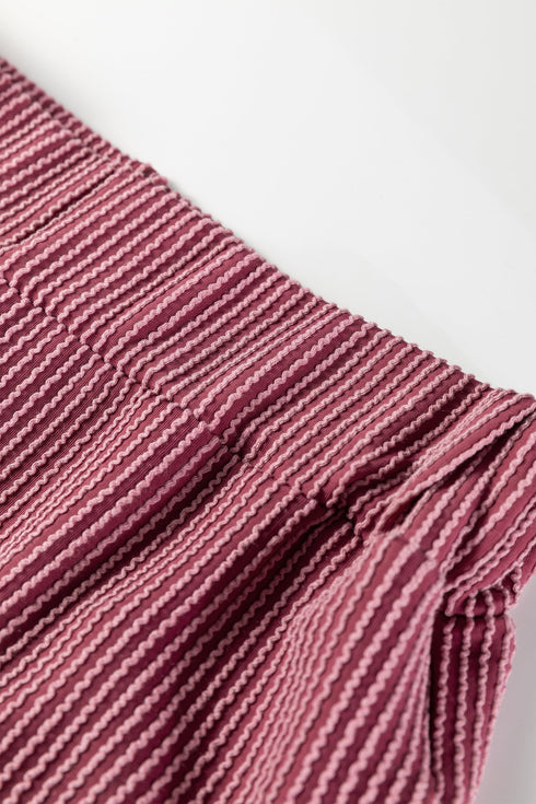 Twisted Ribbed Mock Neck Wide Leg Pant Set