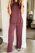 Twisted Ribbed Mock Neck Wide Leg Pant Set