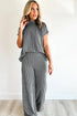Twisted Ribbed Mock Neck Wide Leg Pant Set