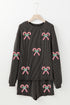 Twisted Ribbed Sequin Candy Cane Long Sleeve Graphic Set