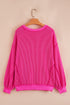 Twisted Ribbed Texture Sequin Letter Graphic Long Sleeve Top