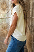 Twisted Texture Corded Knit V Neck T Shirt