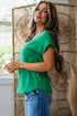 Twisted Texture Corded Knit V Neck T Shirt