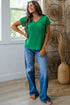 Twisted Texture Corded Knit V Neck T Shirt
