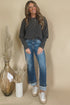 Twisted V Neck Ribbed Knit Dolman Long Sleeve Top