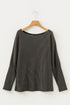 Twisted V Neck Ribbed Knit Dolman Long Sleeve Top