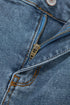 Two Button High Waist Piping Trim Bootcut Denim Jeans