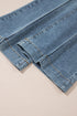 Two Button High Waist Piping Trim Bootcut Denim Jeans